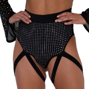 iheartraves NEW Totally Rhinestoned Harness Booty Shorts